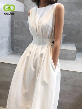 GOPLUS Элегантные платья для женщин Белое летнее платье Женское 2023 Пляжное корейское платье без рукавов Vestido Mujer Jurk Dames C60262