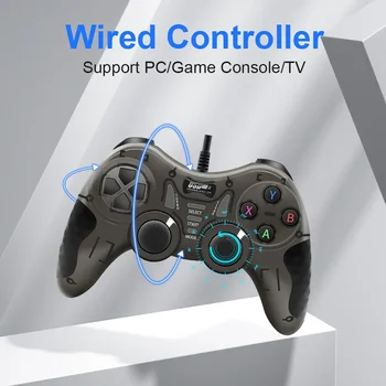  геймпад черный белый провод ручка для игрового телевизора / компьютера ПК джойстик контроллер PS3 с эффектом вибрации