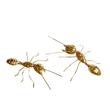 Золотой металлический муравей Искусственное насекомое Золотые муравьи Маленькие декоративные элементы Металлическая фигурка Аксессуары для украшения дома Золотое насекомое